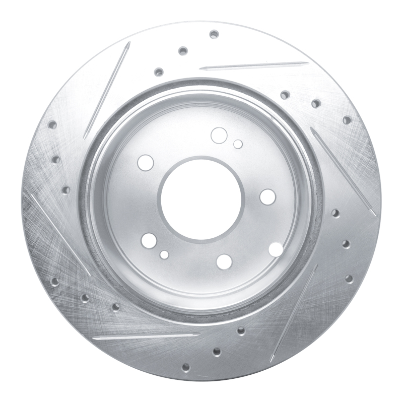Mitsubishi Eclipse Brake Rotor (1) - Rear Right - R1 Concepts - Drilled & Slotted - Silver - `06-`12